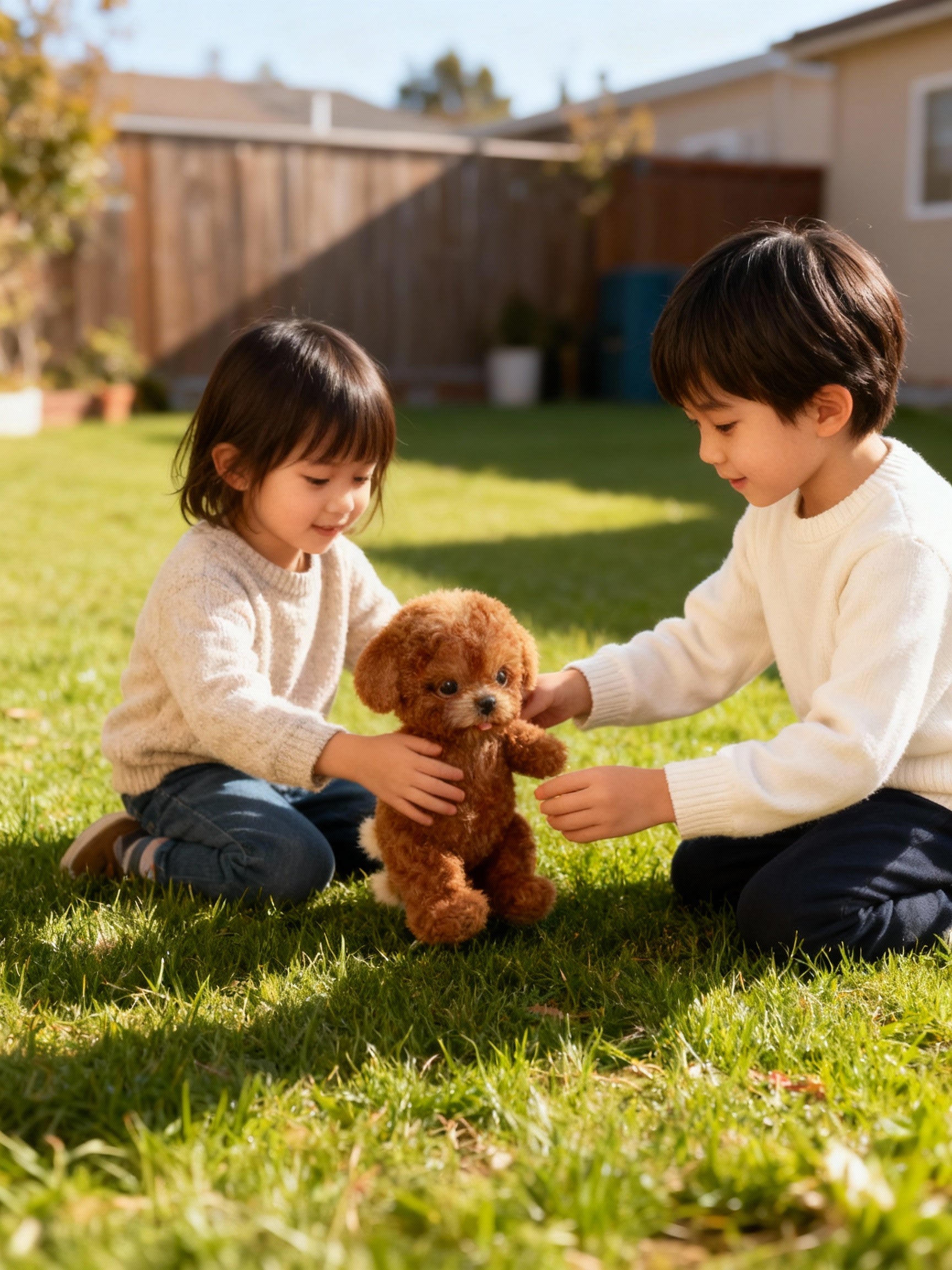 Interactive robot puppy toy featuring realistic movements, soft plush exterior, and battery-operated functionality for engaging playtime. 1