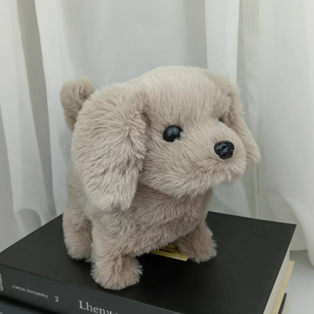 Interactive robotic puppy toy featuring lifelike movements, designed in a charming brown and white plush exterior, perfect for imaginative play and companionship. 3