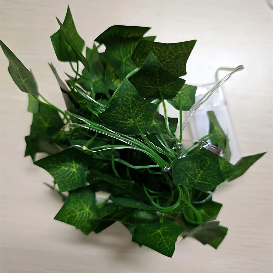 Ivy fairy lights featuring 30 LED bulbs on a decorative vine, designed for indoor use and battery powered, perfect for creating a warm ambiance in any 4