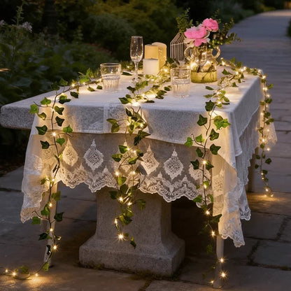 Ivy fairy lights featuring 30 LED bulbs on a decorative vine, designed for indoor use and battery powered, perfect for creating a warm ambiance in any 2