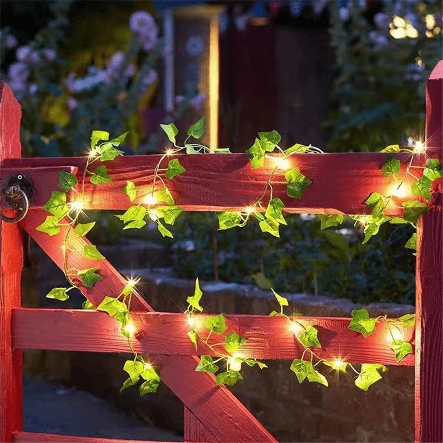 Ivy fairy lights featuring 30 LED bulbs on a decorative vine, designed for indoor use and battery powered, perfect for creating a warm ambiance in any 3