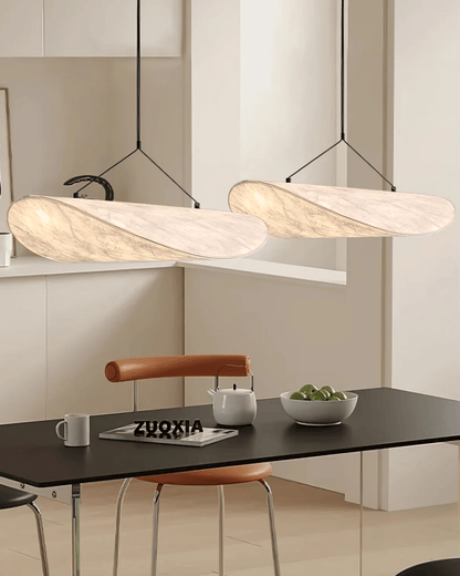 Japandi pendant lamp featuring an eclipse effect, designed with dimmable artificial silk, perfect for modern kitchen lighting. 2