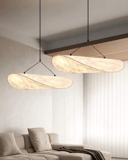 Japandi pendant lamp featuring an eclipse effect, designed with dimmable artificial silk, perfect for modern kitchen lighting. 7