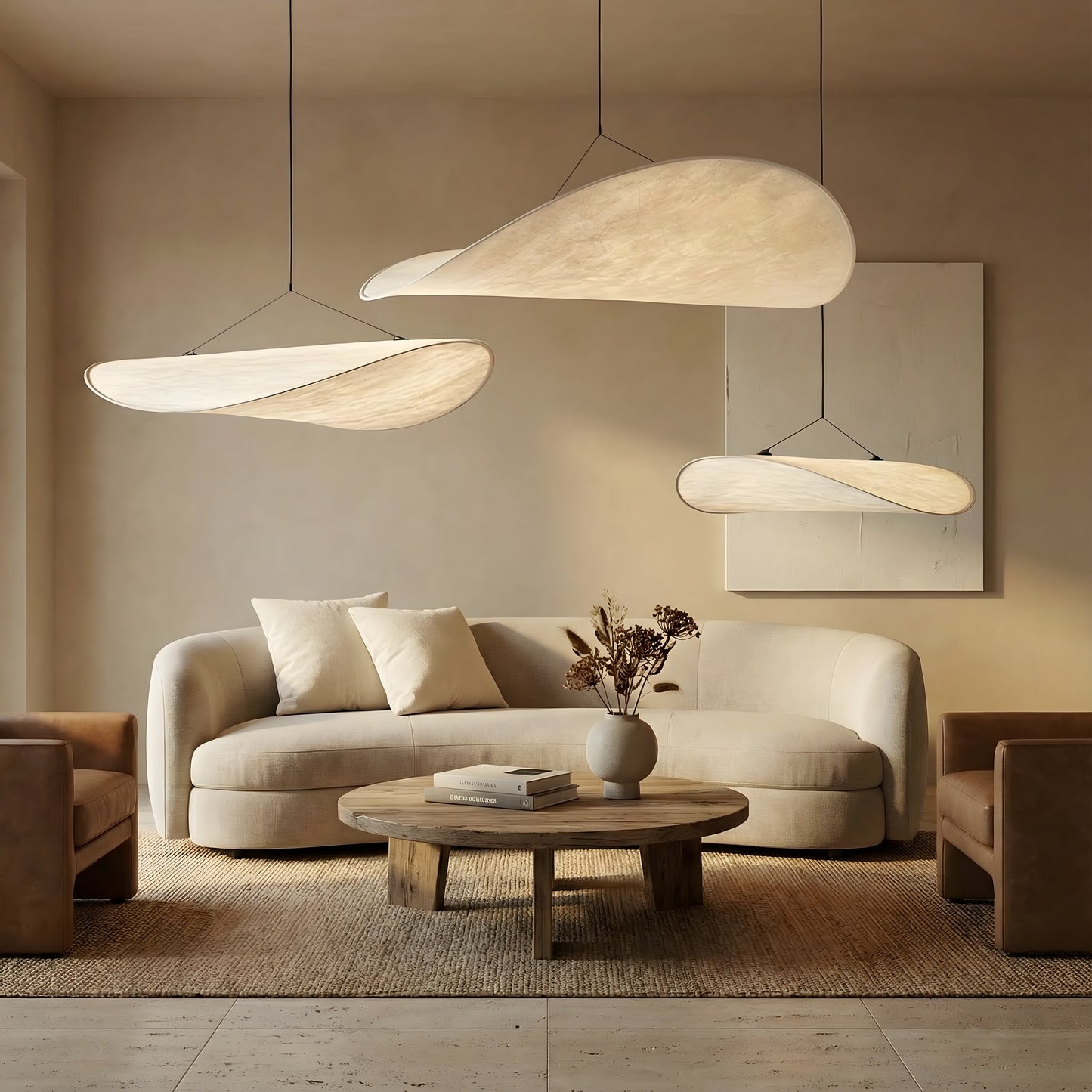 Japandi pendant lamp featuring a sleek black design with a silk shade, perfect for illuminating kitchens and dining areas with LED compatibility. 2