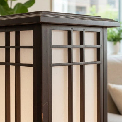 Japanese Shoji lamp featuring a warm glow and a stylish wood frame, ideal for enhancing the ambiance of living rooms or entryways with its elegant traditional design 6