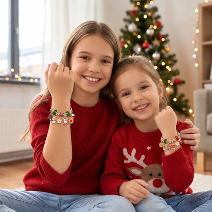 Jewelry making kit for kids featuring colorful beads and daily charms for creating Christmas bracelets, ideal for holiday crafting and fun activities. 0