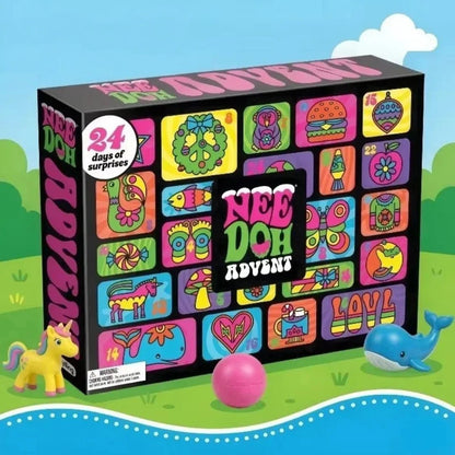 Kids Advent Calendar featuring 24 soft and squeezable squishy toys, perfect for a fun countdown to Christmas. 1