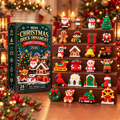 Kids Advent Calendar featuring colorful mini brick ornaments made from durable soft PVC, perfect for festive Christmas countdown activities. 0