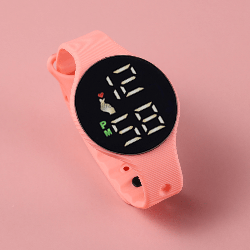 Kids Fitness Tracker Watch with Pedometer and Vibrating Alarm – Silicone LED Display in Pink