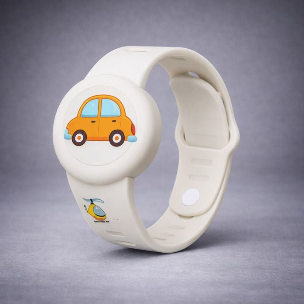 Kids GPS Tracker Wristband with adjustable silicone band, featuring a vibrant kid-friendly design for easy location tracking. 3