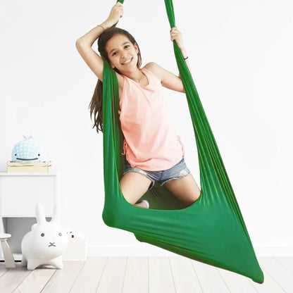 Kids hammock chair with cocoon design, perfect for indoor play and relaxation; cozy hanging swing seat ideal for bedrooms and playrooms. 2