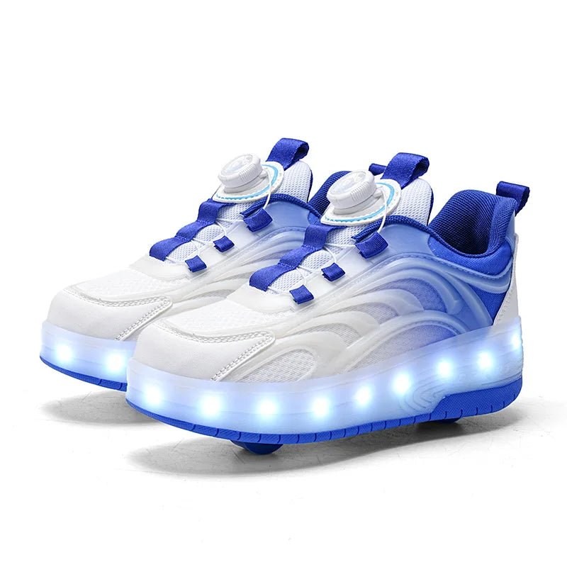 Kids roller skates featuring vibrant LED lighted wheels and a convenient USB rechargeable design, perfect for outdoor fun and active play. 6
