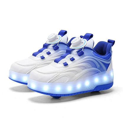 Kids roller skates featuring vibrant LED lighted wheels and a convenient USB rechargeable design, perfect for outdoor fun and active play. 6