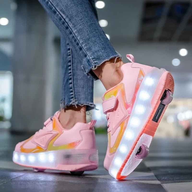 Kids shoes featuring LED lights and rolling wheels, designed with an easy Velcro closure for active play and fun outdoor adventures. 7
