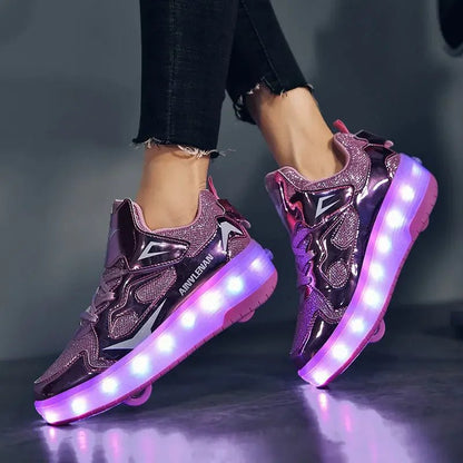 Kids shoes featuring LED lights and rolling wheels, designed with an easy Velcro closure for active play and fun outdoor adventures. 8