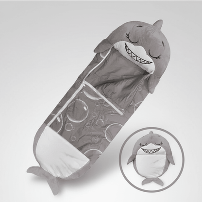 Kids sleeping bag featuring a soft animal design with a 2-in-1 pillow function, perfect for sleepovers and travel. 8