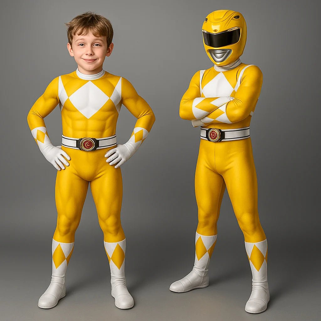 Kids superhero costume set featuring a soft elastic fabric jumpsuit with a detachable hood, perfect for imaginative play and adventures. 4