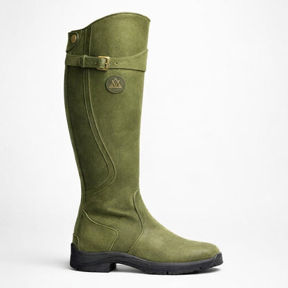 Knee-high leather equestrian riding boots for women featuring arch support and an adjustable fit, perfect for comfort and style in horseback riding. 6