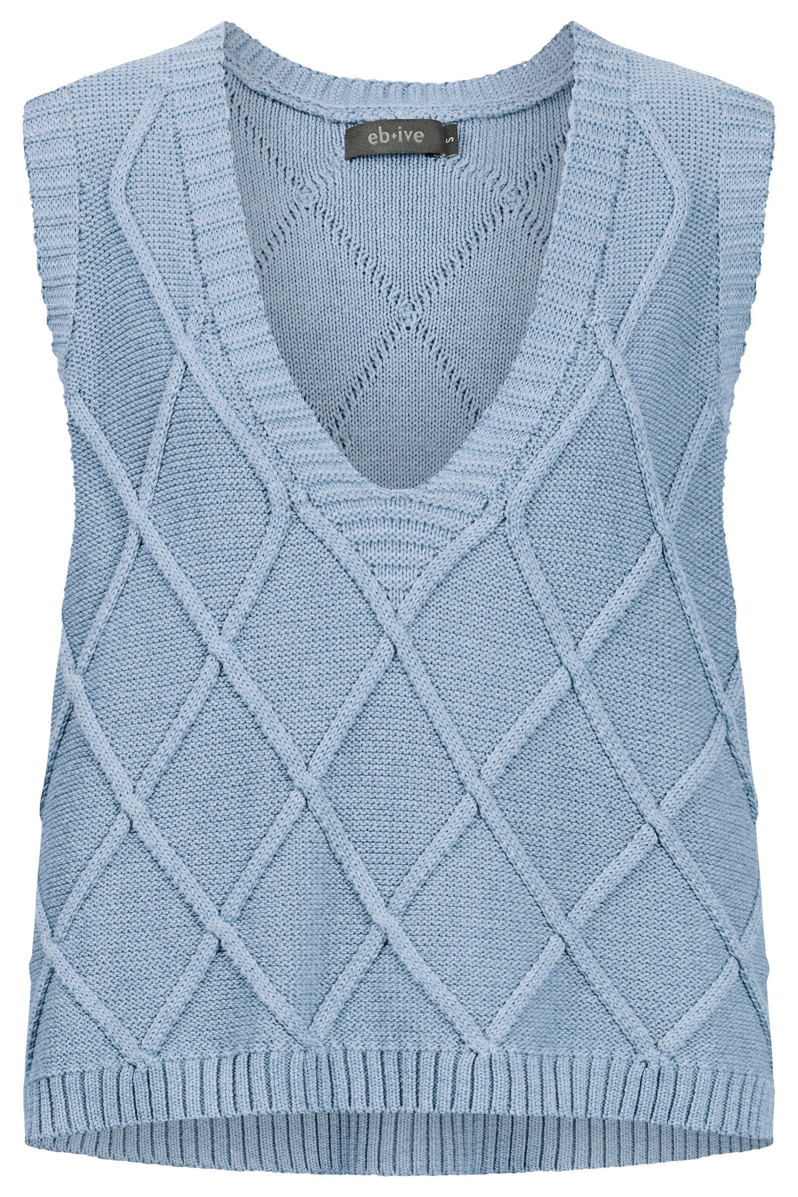 Ladies knitted vest featuring a stylish checkerboard pattern, crafted from breathable cotton with a V-neck design, perfect for layering in any season. 0
