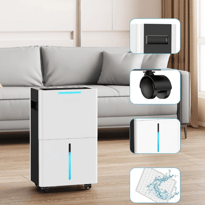 Large Capacity Dehumidifier with Smart Control and Flexible Drainage - Portable Quiet Dehumidifier for Bedroom and Home