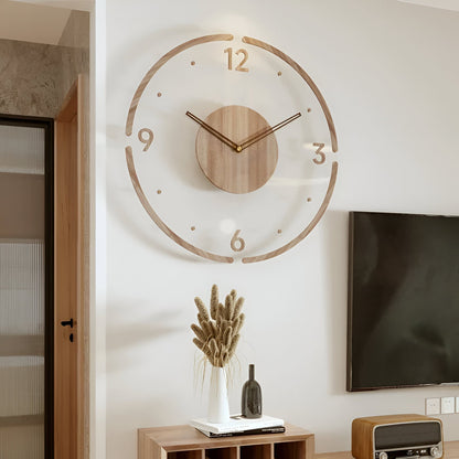 Large modern wall clock featuring a natural wooden design and a silent mechanism, perfect for enhancing stylish interiors. 7
