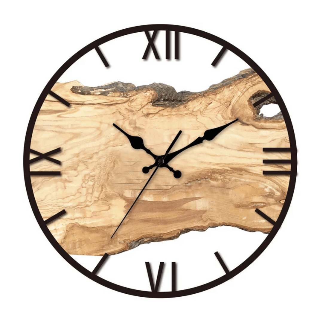 Large wall clock featuring a quartz mechanism, modern black minimalist design, 30 cm diameter, perfect for contemporary home decor. 3