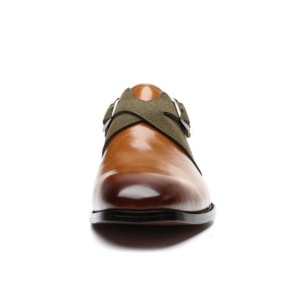Elegant Italian leather dress shoes featuring sophisticated suede detailing, designed for style and comfort. Perfect for formal occasions and enhancing any wardrobe. 5