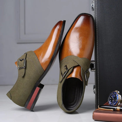 Elegant Italian leather dress shoes featuring sophisticated suede detailing, designed for style and comfort. Perfect for formal occasions and enhancing any wardrobe. 2