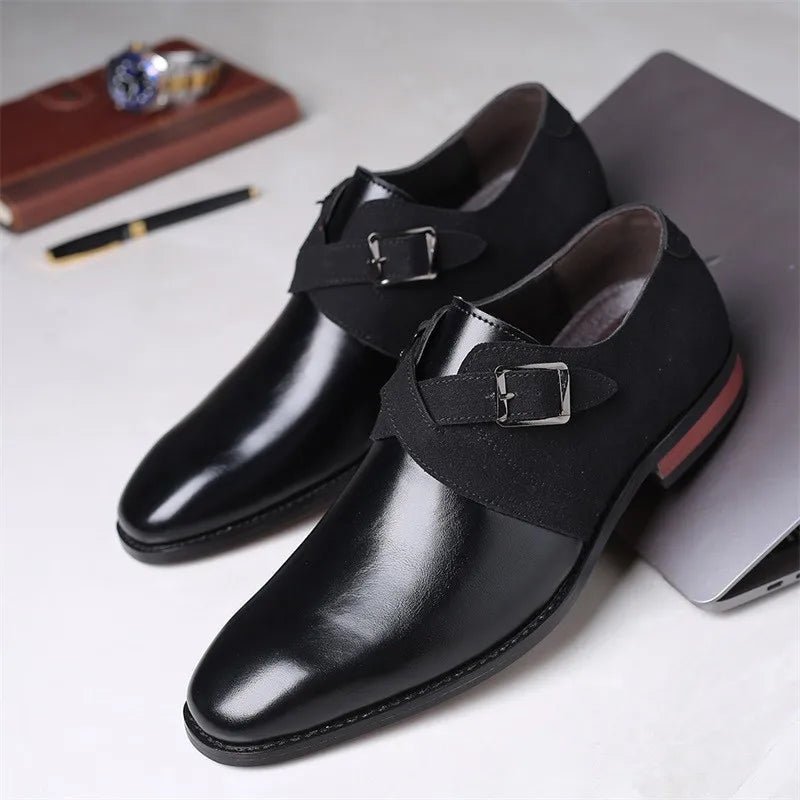 Elegant Italian leather dress shoes featuring sophisticated suede detailing, designed for style and comfort. Perfect for formal occasions and enhancing any wardrobe. 6