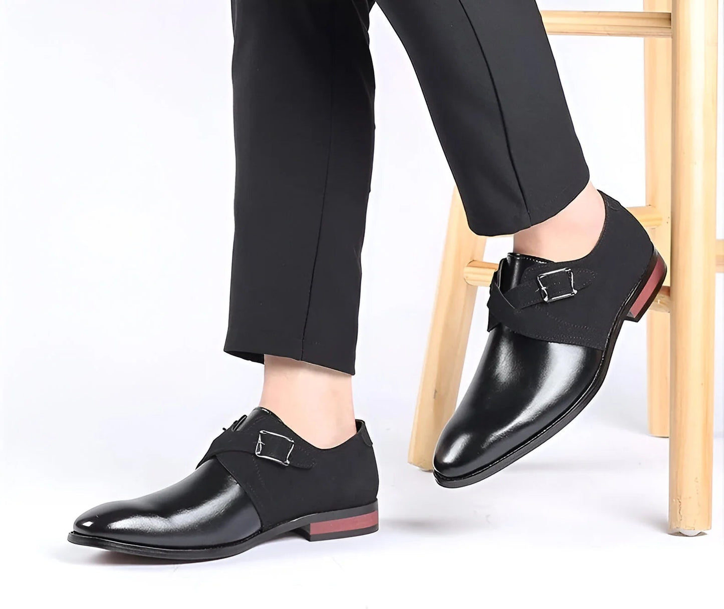 Elegant Italian leather dress shoes featuring sophisticated suede detailing, designed for style and comfort. Perfect for formal occasions and enhancing any wardrobe. 8