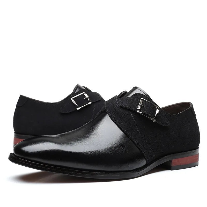 Elegant Italian leather dress shoes featuring sophisticated suede detailing, designed for style and comfort. Perfect for formal occasions and enhancing any wardrobe. 7