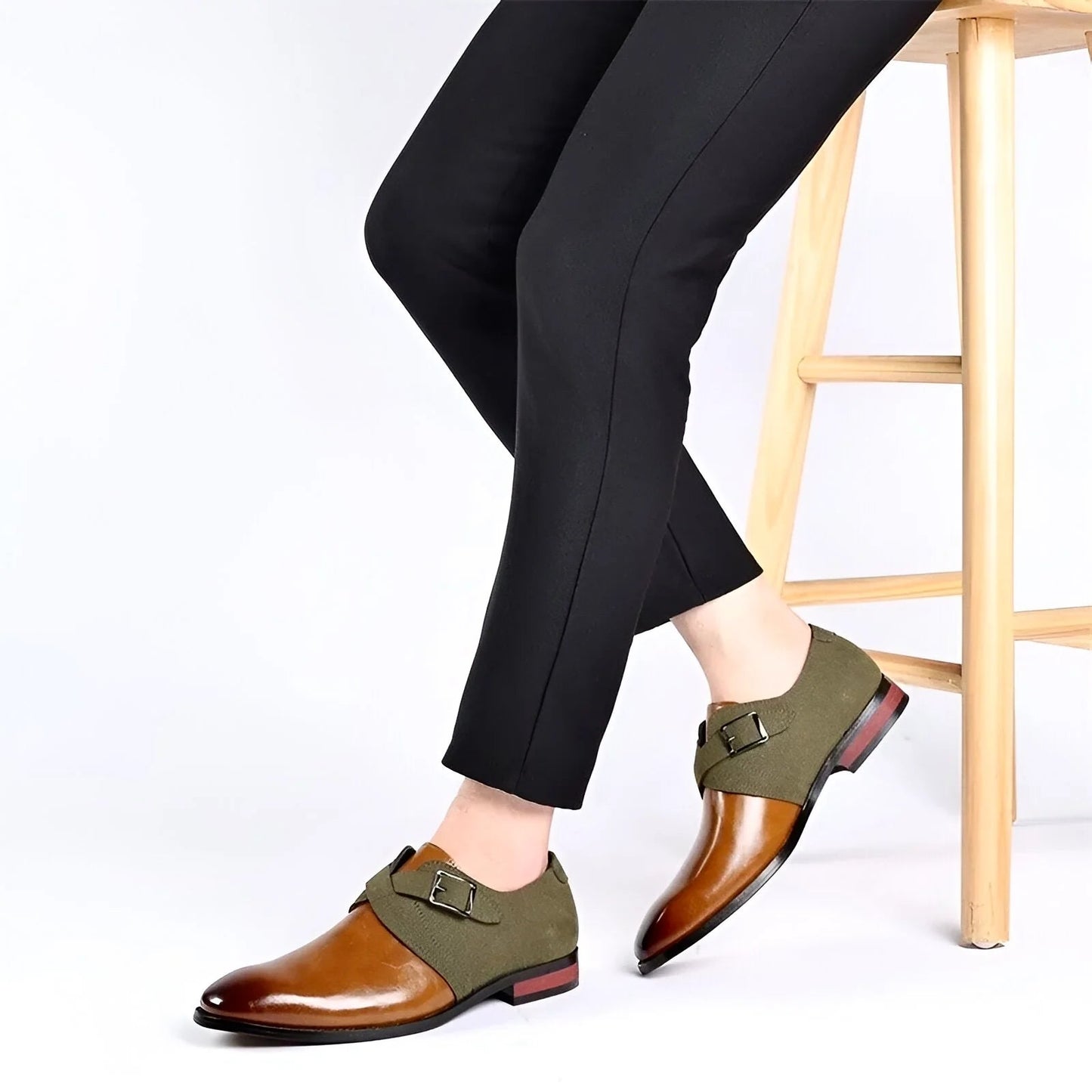 Elegant Italian leather dress shoes featuring sophisticated suede detailing, designed for style and comfort. Perfect for formal occasions and enhancing any wardrobe. 4