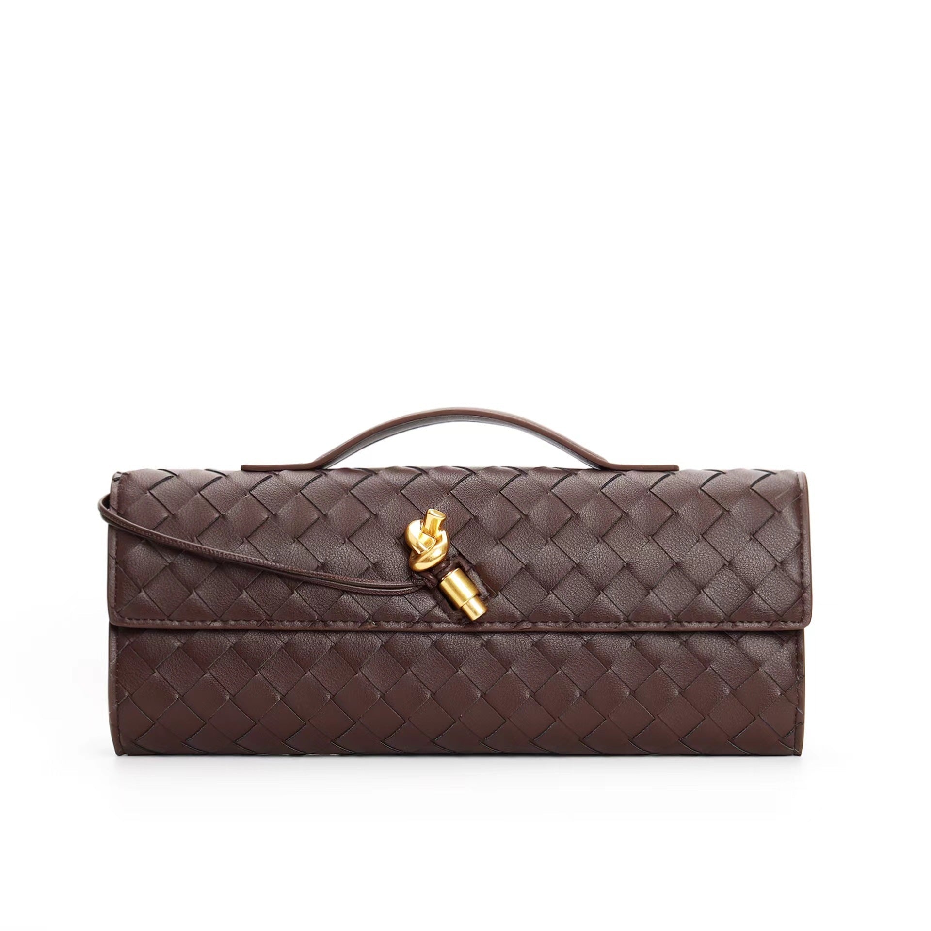 Leather handbag featuring a stylish buckle, crafted from compact natural leather, perfect for everyday use. 8