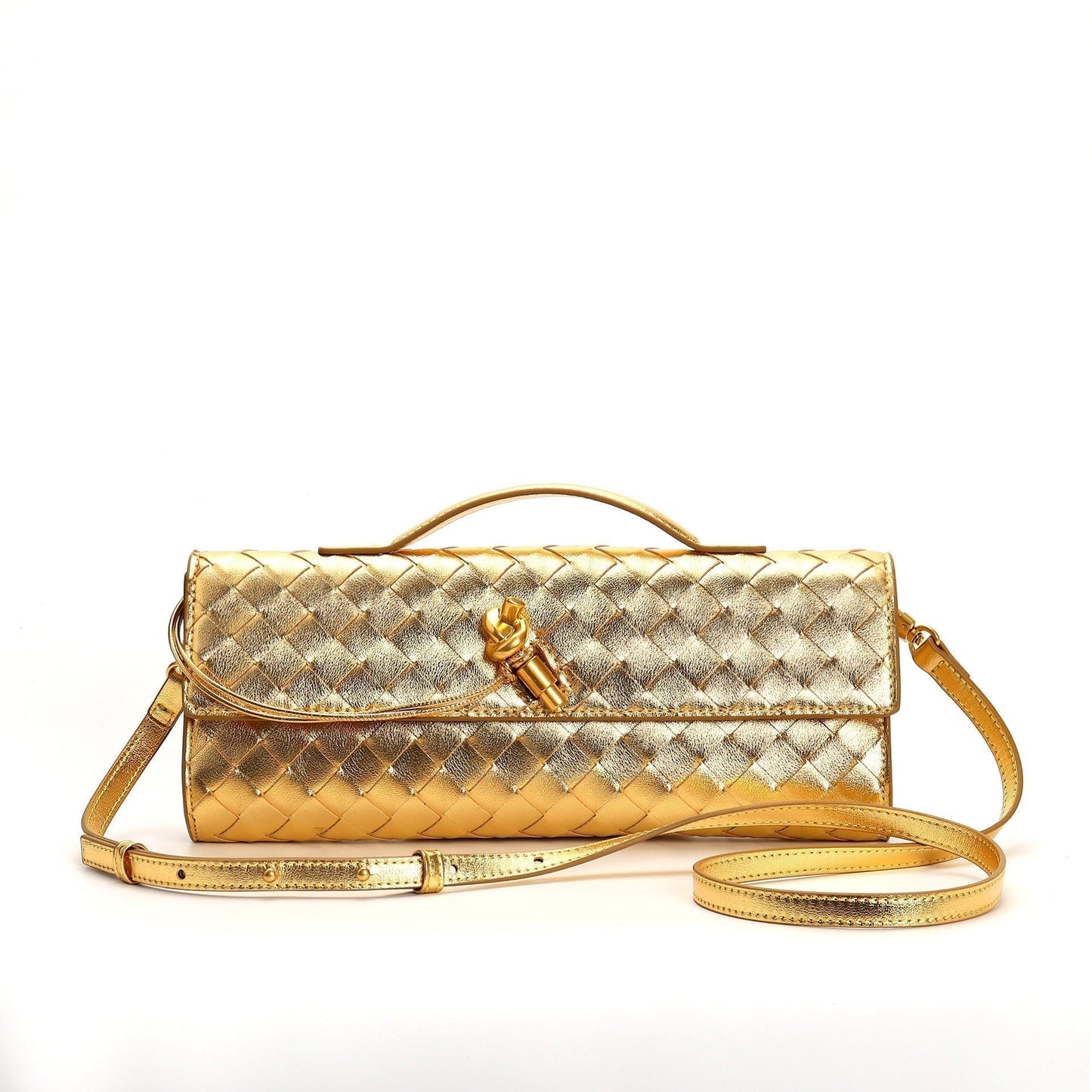 Leather handbag featuring a stylish buckle, crafted from compact natural leather, perfect for everyday use. 3
