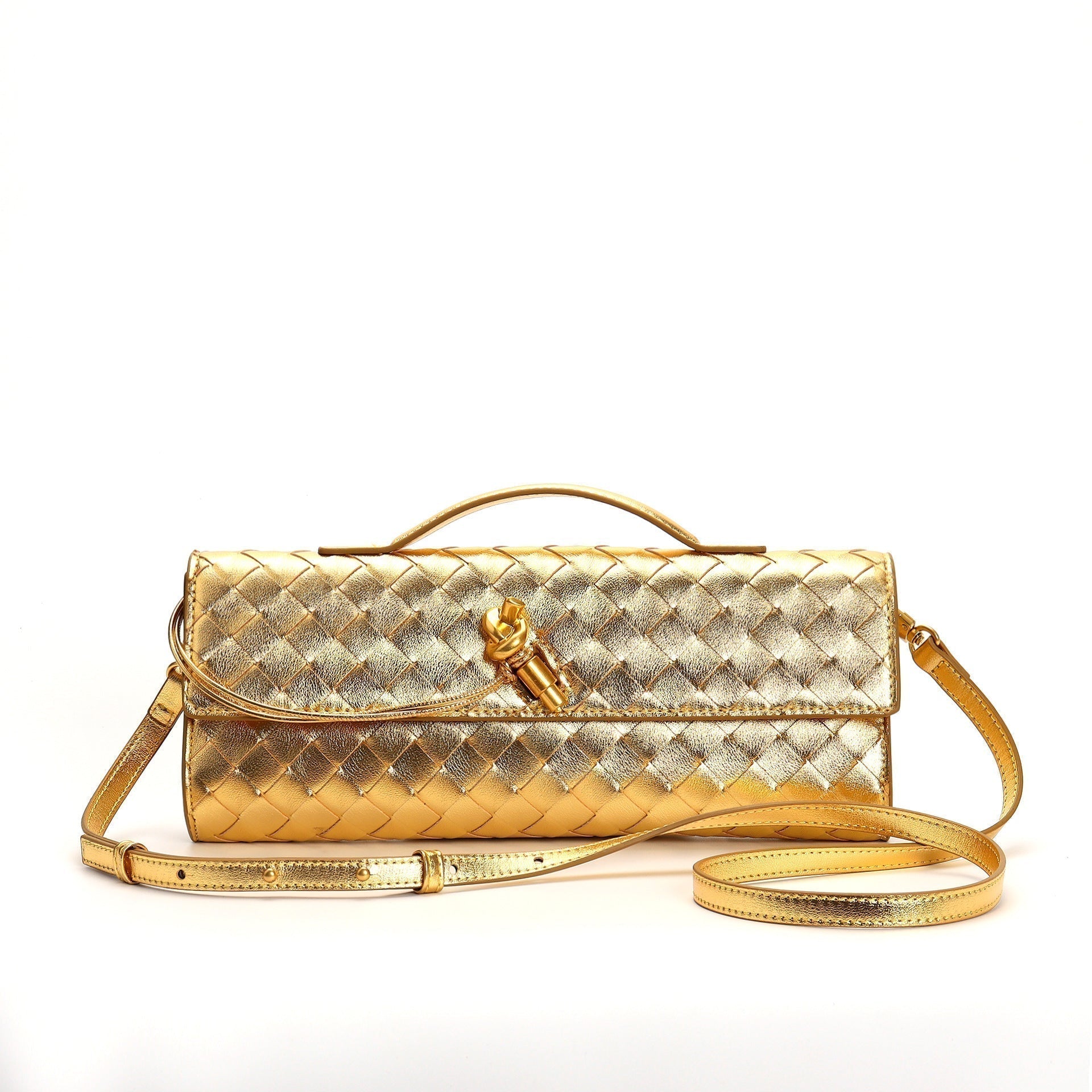 Leather handbag featuring a stylish buckle, crafted from compact natural leather, perfect for everyday use. 3