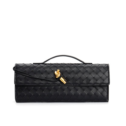 Leather handbag featuring a stylish buckle, crafted from compact natural leather, perfect for everyday use. 10