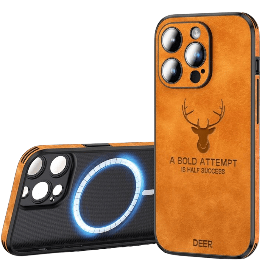 Leather iPhone case featuring shockproof protection, designed for iPhone 14, 13, and 12 with a slim and lightweight design. 7