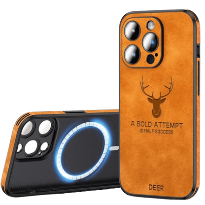 Leather iPhone case featuring shockproof protection, designed for iPhone 14, 13, and 12 with a slim and lightweight design. 7