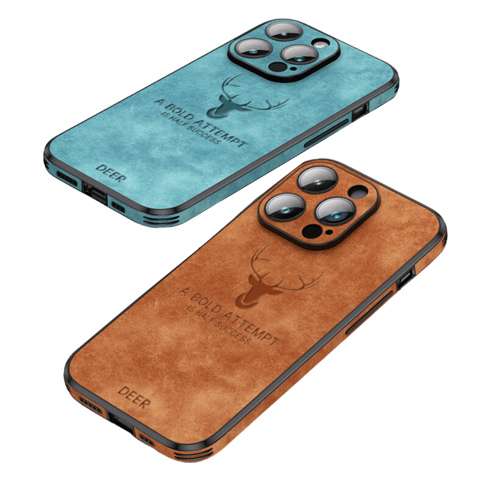 Leather iPhone case featuring shockproof protection, designed for iPhone 14, 13, and 12 with a slim and lightweight design. 1