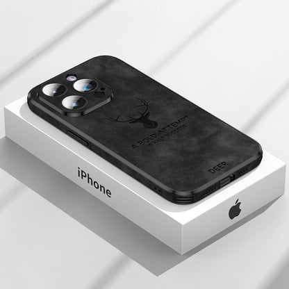 Leather iPhone case featuring shockproof protection, designed for iPhone 14, 13, and 12 with a slim and lightweight design. 4
