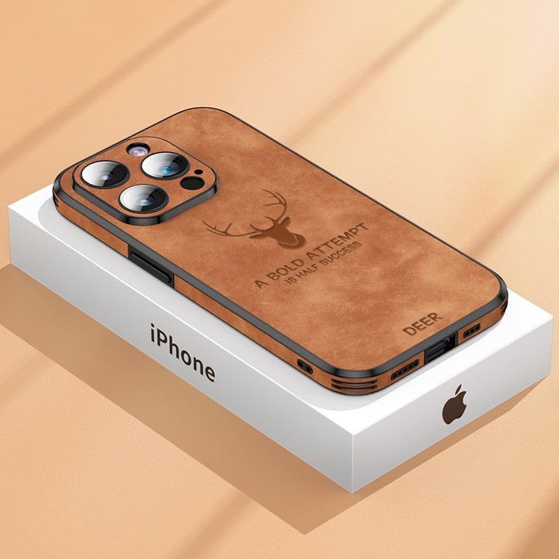 Leather iPhone case featuring shockproof protection, designed for iPhone 14, 13, and 12 with a slim and lightweight design. 0
