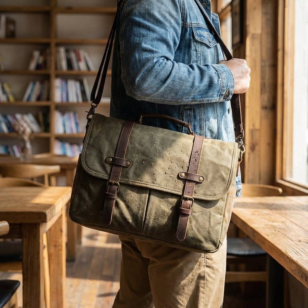 Leather Messenger Bag with Water-Resistant Finish and Adjustable Strap – Genuine Cowhide Mens Shoulder Bag 1