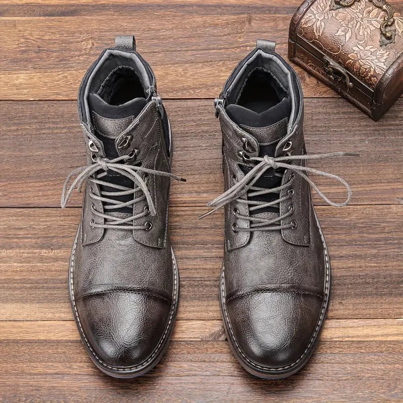 Handcrafted leather Oxford boots for men featuring a durable rubber sole, available in classic black and brown designs. 4