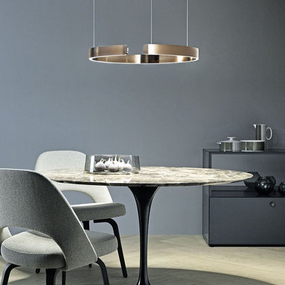 LED ceiling lamp featuring a sleek black and gold modern design, equipped with a dimmable function and adjustable height for customizable lighting solutions in contemporary spaces. 9