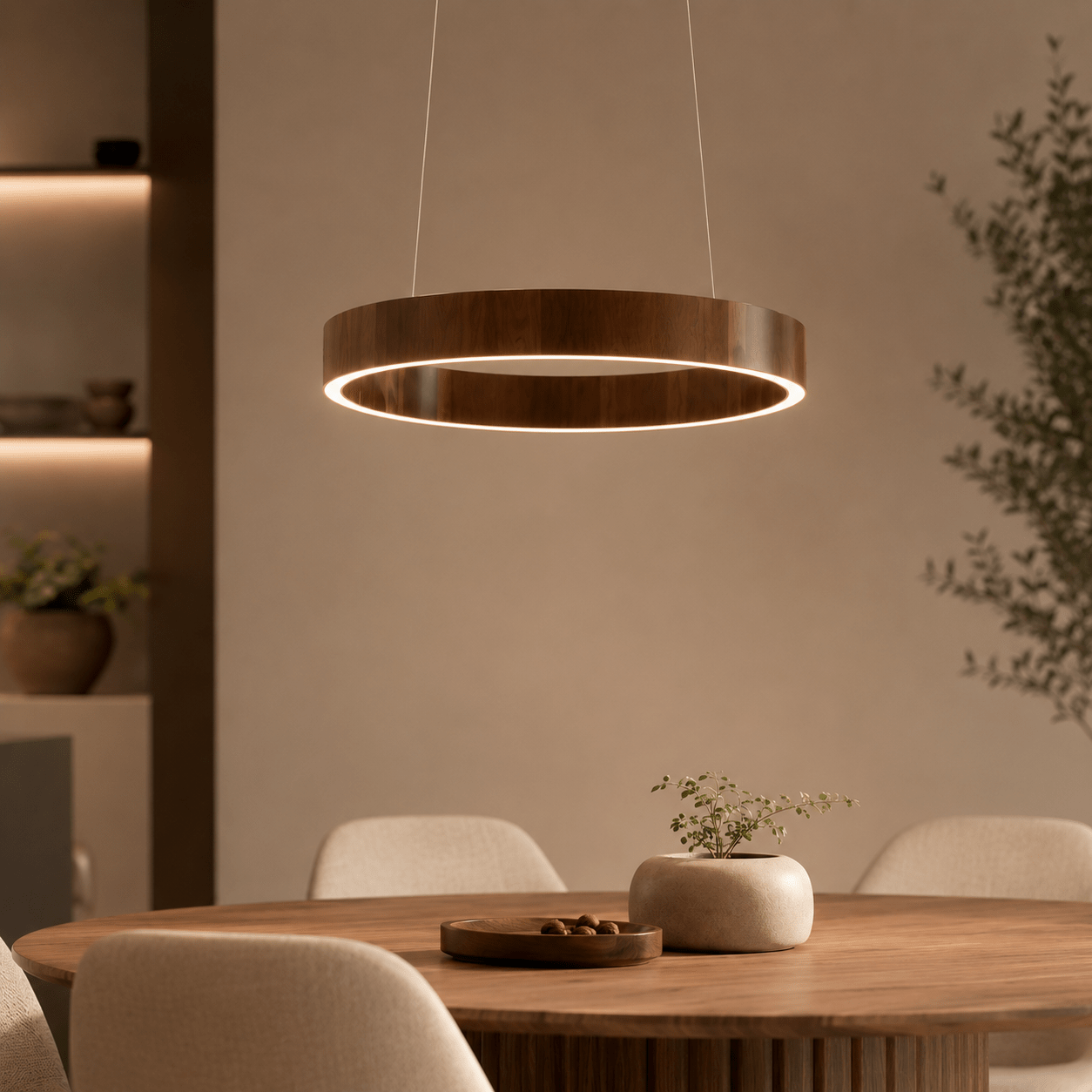 LED ceiling lamp featuring a sleek black and gold modern design, equipped with a dimmable function and adjustable height for customizable lighting solutions in contemporary spaces. 1