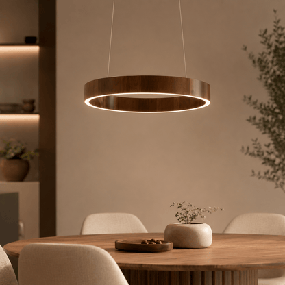 LED ceiling lamp featuring a sleek black and gold modern design, equipped with a dimmable function and adjustable height for customizable lighting solutions in contemporary spaces. 1