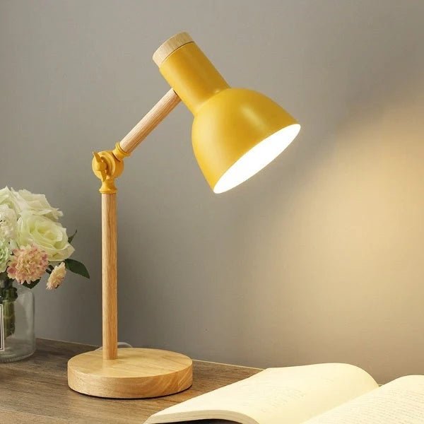 LED Desk Lamp featuring an adjustable arm and touch control, designed with a stylish Nordic wood and metal aesthetic, perfect for modern workspaces and home offices. 0