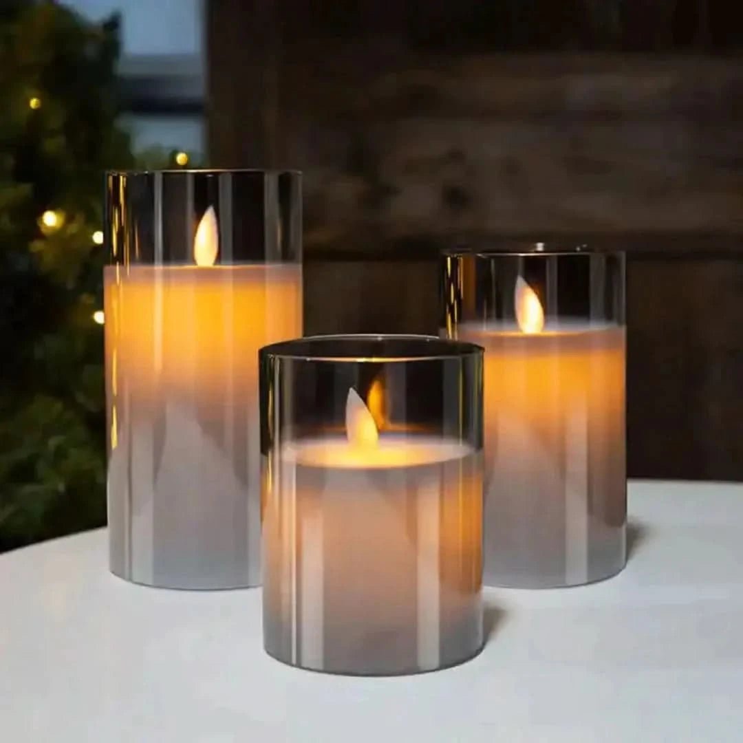 LED Flameless Candle Set featuring a remote control and adjustable brightness, designed for eco-friendly ambiance, showcasing realistic flickering effects without the fire hazard. 3