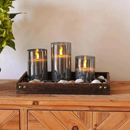 LED Flameless Candle Set featuring a remote control and adjustable brightness, designed for eco-friendly ambiance, showcasing realistic flickering effects without the fire hazard. 1