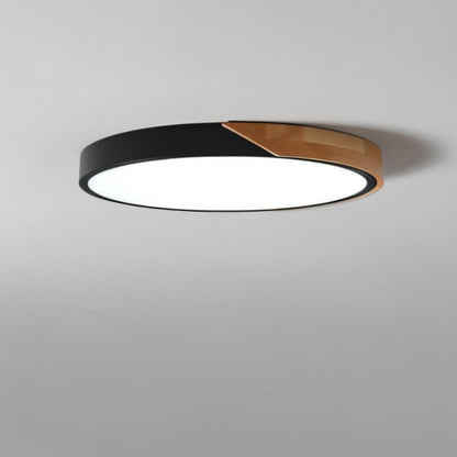 LED flush mount ceiling light featuring a sleek wooden frame, designed with a modern minimalist aesthetic, perfect for enhancing the ambiance of bedrooms and living rooms. 5